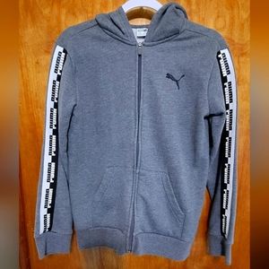 Puma Boys Zip Up Hoodie Grey